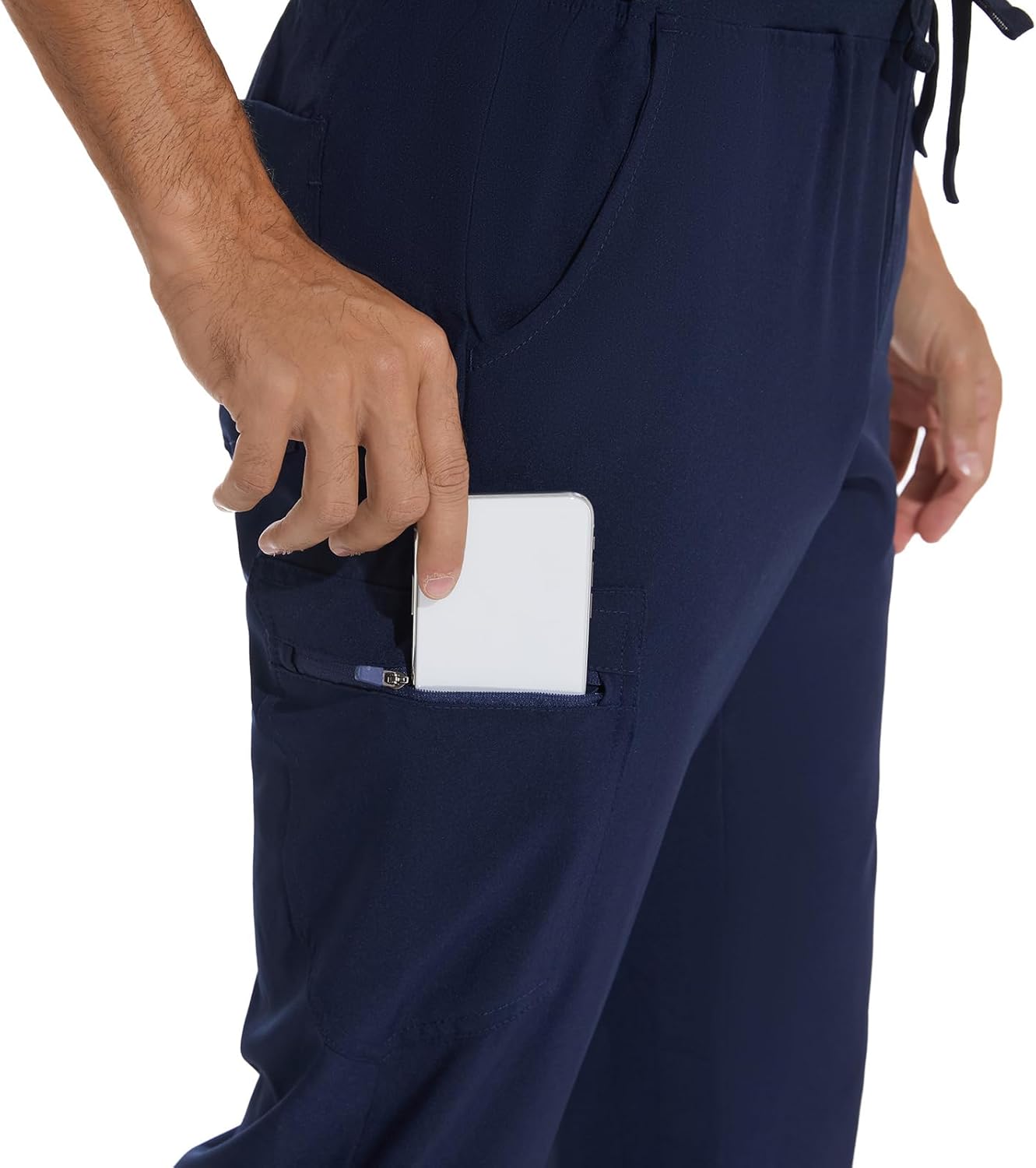 COZYFIT Men Scrubs Set - Stretch V-Neck Scrub Top & Jogger Pant with 8 Pockets, Yoga Waistband, Anti-Wrinkle Scrubs for Men - Image 6