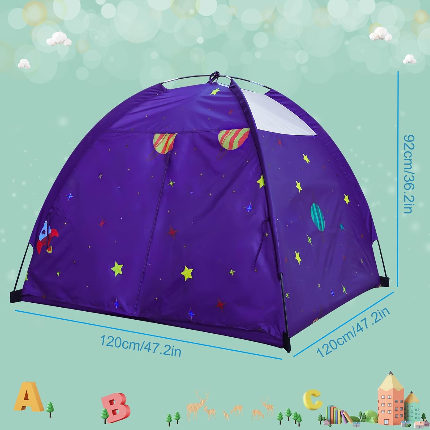 Kids Play Tent Outdoor Boys Indoor Playhouse for Children Tents Toddler Girls Gift Game Play HouseToys (Purple) - Image 7