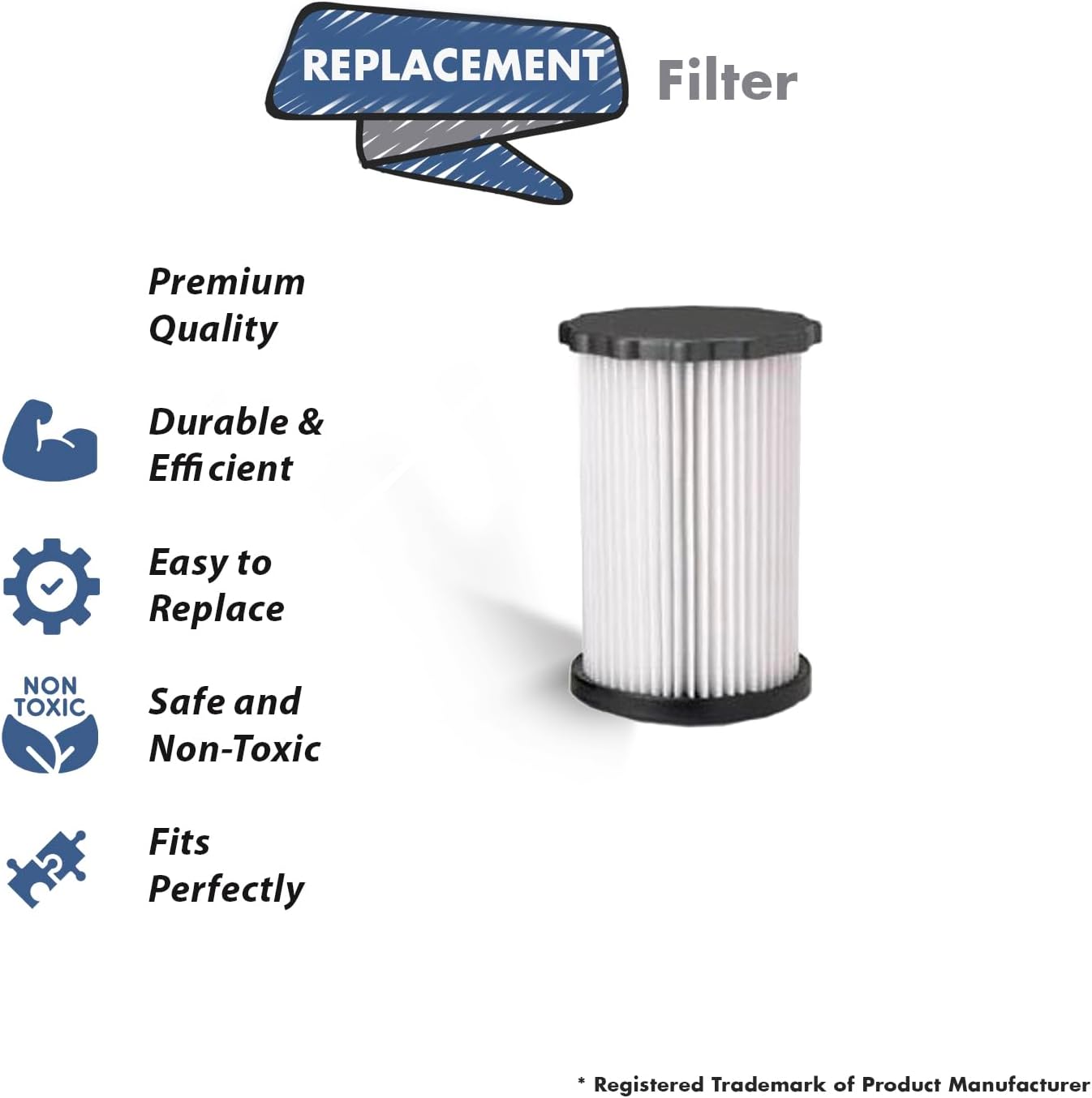 Replacement Part For Dirt Devil, Type F3, 082500 Canister Vacuum Cleaner Perma Filter # compare to part 3250435001