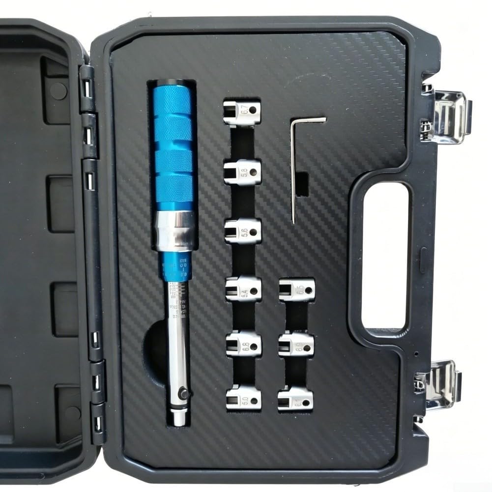Speichen-Drehmomentschlüssel-Set, 2-10 NM Ratschenschlüssel mit 10 austauschbaren Köpfen für Motorrad und Dirtbike, 11-teiliges Aluminium-Werkzeugset