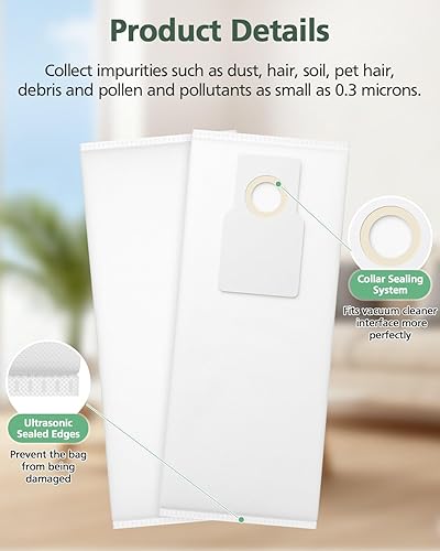 Miniatura 5 de Paquete de 12 bolsas de vacío de tela HEPA tipo O 53294 de repuesto para aspiradora vertical Kenmore, modelo 53294, 5068, 50688 31140, repuesto #