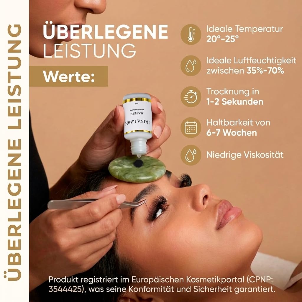 Haar zu Haar Wimpernkleber Volumen Master, Zulassung im Gesundheitswesen, Schnelles Trocknen in 1 Sek., hält 7 Wochen, 5 ml schwarz für Verlängerungen - Irina Lash