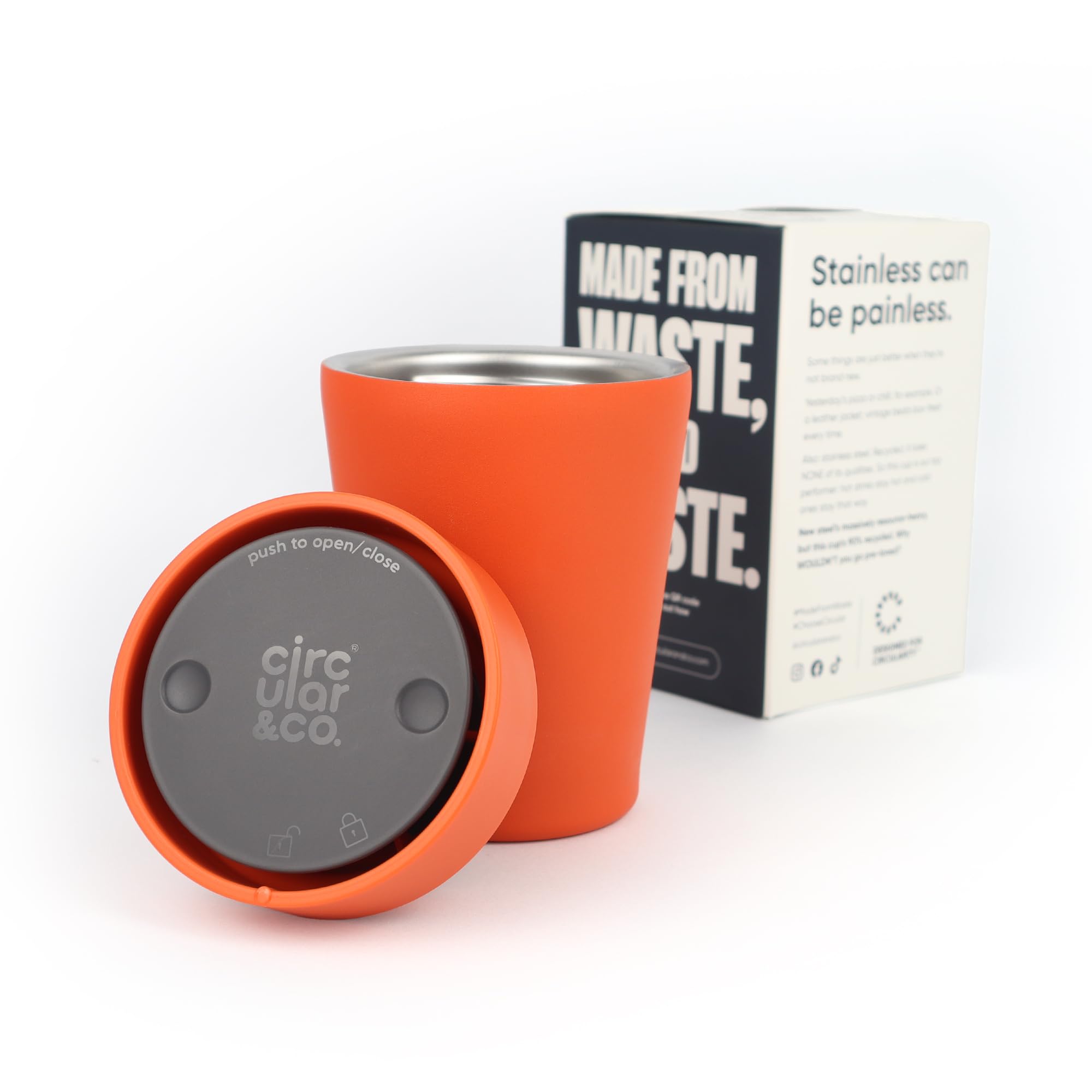 Circular&Co 8oz / 227ml Stainless Steel Travel Mug – Reusable Thermal Coffee Cup – Leakproof, Insulated & Barista Friendly Eco Mug for Everyday Use - Sunrise Orange — image 1