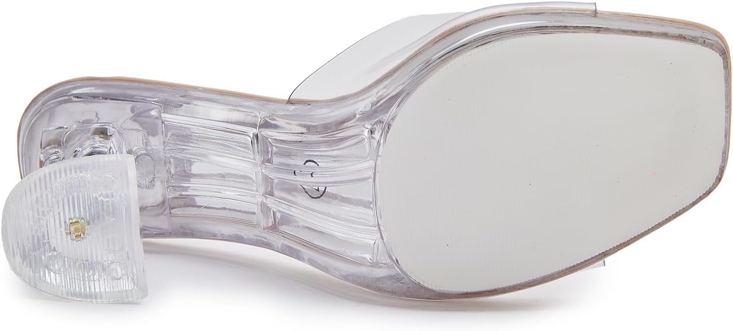 NBUUNBU Clear Heels for Women Sexy Little Platform High Heel Transparent Straps Dress Shoes Comfortable Stilletos Square Toe Sandals Mules Pumps - Image 8