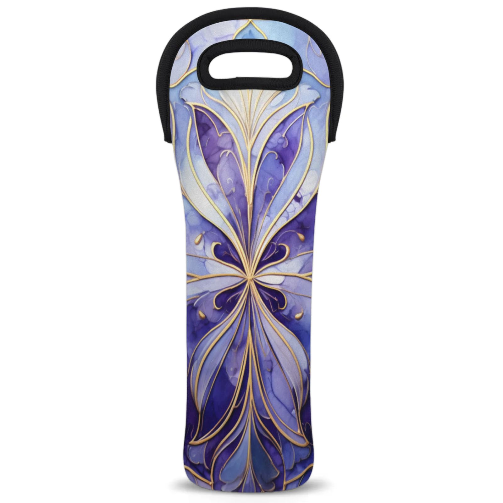 Neoprene Wine Tote Carrier Bag for Wine,Water, Champagne, Beer, Baby Bottles 15.6 x 5.1 Inches, Protective Wine Bag,Abstract Texture Pattern