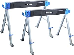 KASTFORCE Folding Sawhorse 2200 lb /1000kg capacity Heavy Duty Jobsite Table Stand with Folding Legs Twin Pack KF3005