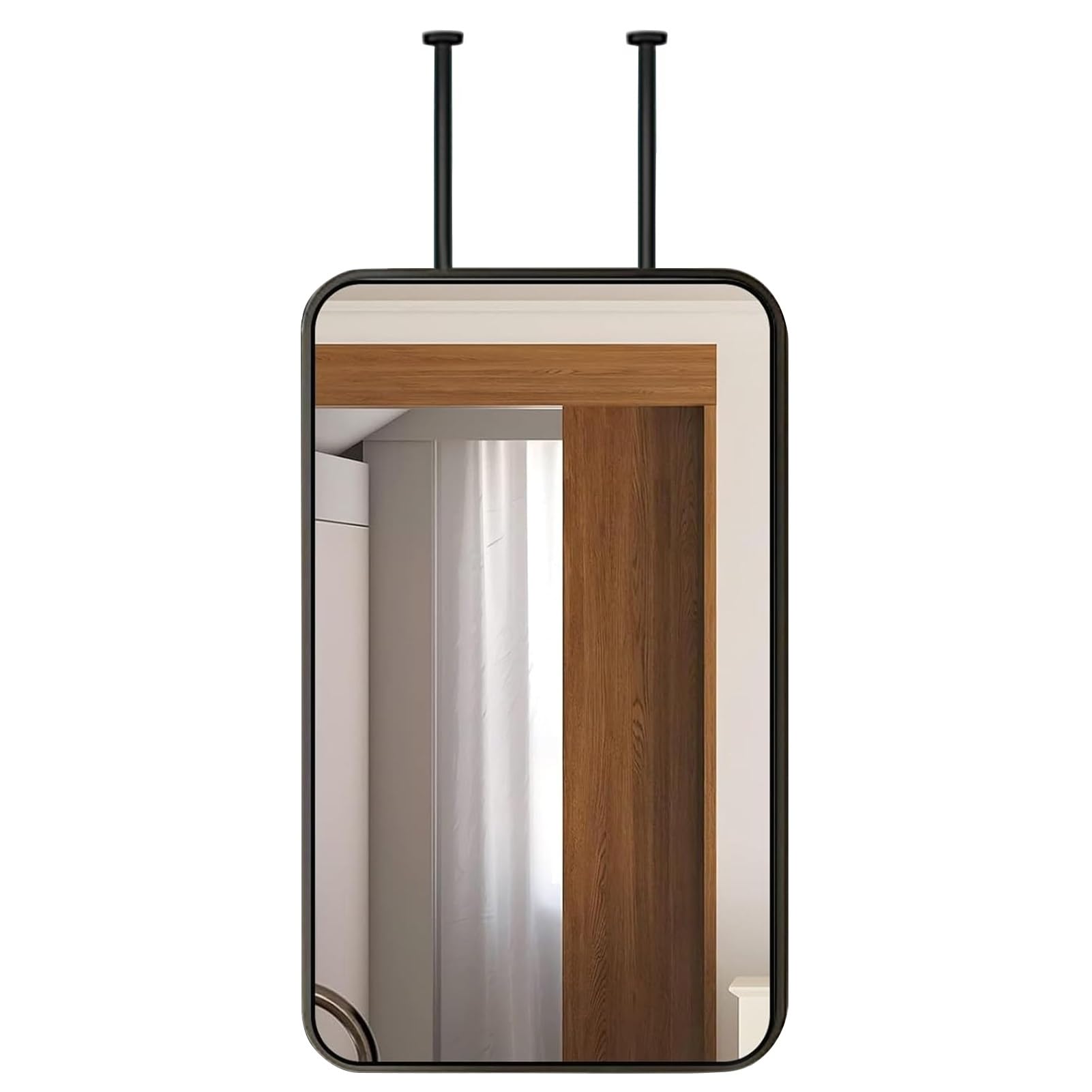FGXHHS Rectangular Wall Mirror/Black Metal Frame Makeup Shaving s/Modern Vertical Hanging Decor Vanity Mirror for Bedroom-Customizable Boom (Size : 50x70cm)