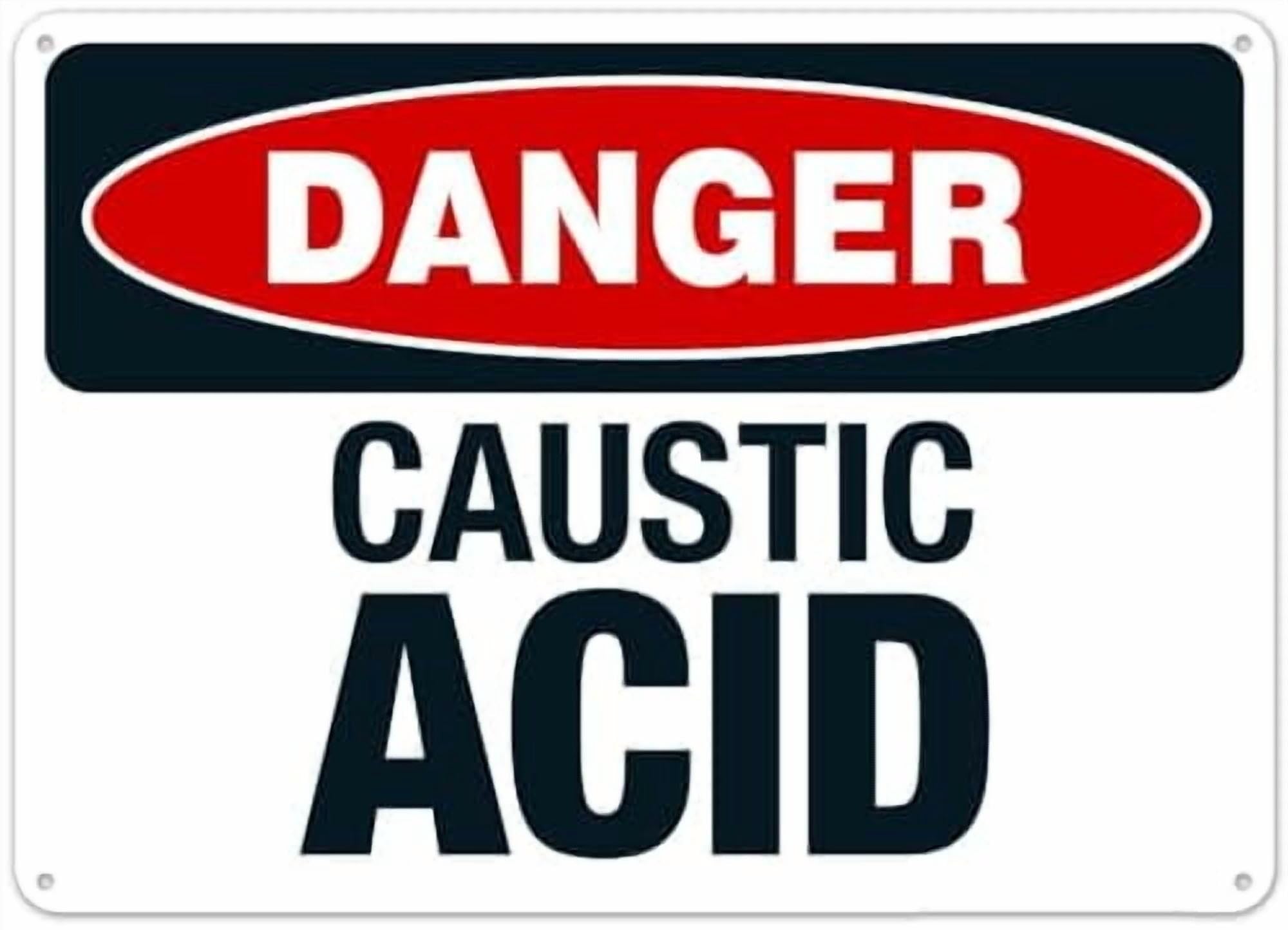 (2-Pack) Metal Tin Sign Danger Caustic Acid Sign, OSHA Danger Sign Signs 8x12 Inch - Clear Warning for Home & Use