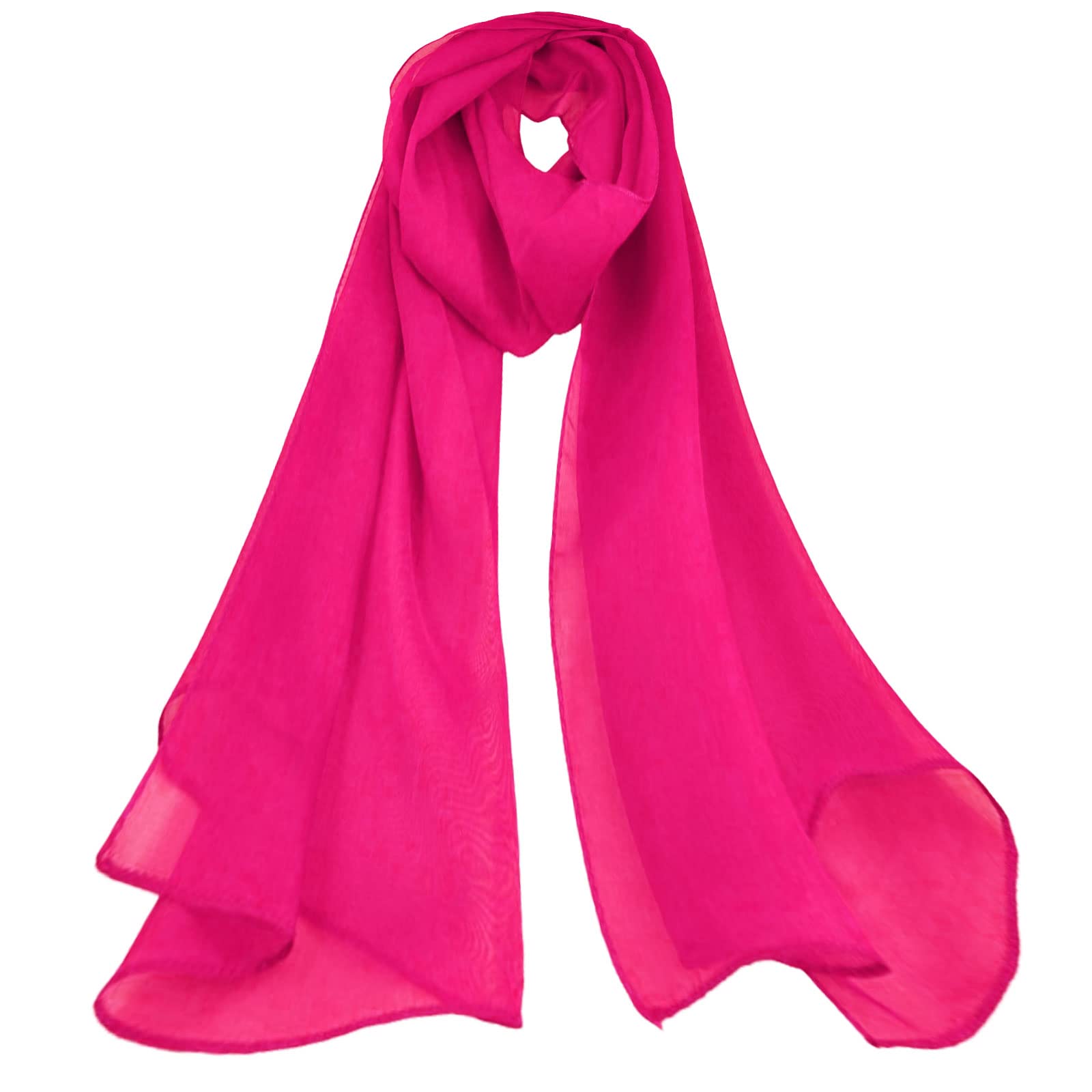 Mirror Fashion Women's Fuchsia Plain Chiffon Scarf Lovely Colour (Fuchsia)