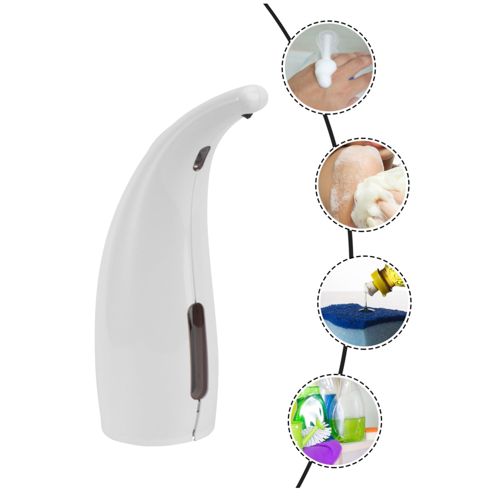 GLEAVI Dispenser Bianco Touchless Sensore Infrarossi Dosatore per Cucina e Bagno Funzionamento Batteria Facile da Installare