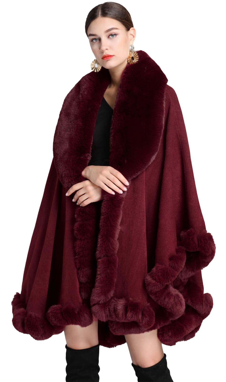 Ponchos for Women Shawls and Wraps Evening Dresses Faux Fur Collar Cloak Cape-image-40