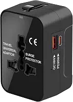 Adaptador de viagem, adaptador universal de viagem mundial tudo em um adaptador de tomada CA de parede carregador de parede com duas portas de carregamento USB para EUA UE Reino Unido AUS celular