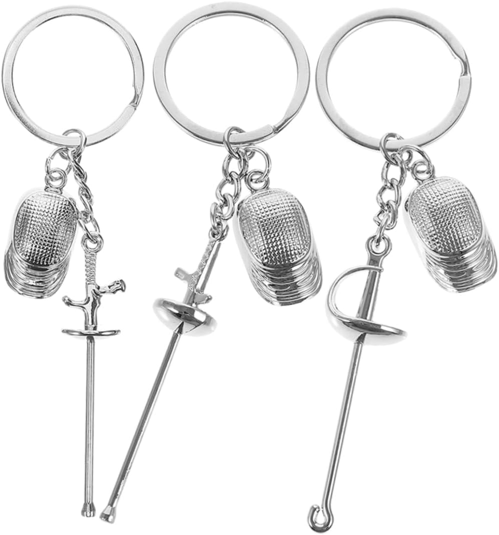 Happyyami 3pcs Fencing Keychain Metal Fencing Souvenirs Epee Foil and Sabre Designs Sport Accessories for Parties and Events Unique for Enthusiasts