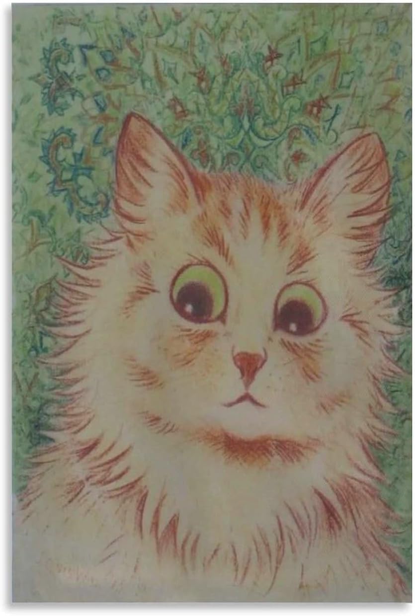 Orjdjz Wxkbl Funny Cat by Louis Wain Poster and Prints Vintage Wall Art Louis Wain Canvas Painting Animal Picture for Bathroom Wall Decor 40x55cm Frameless