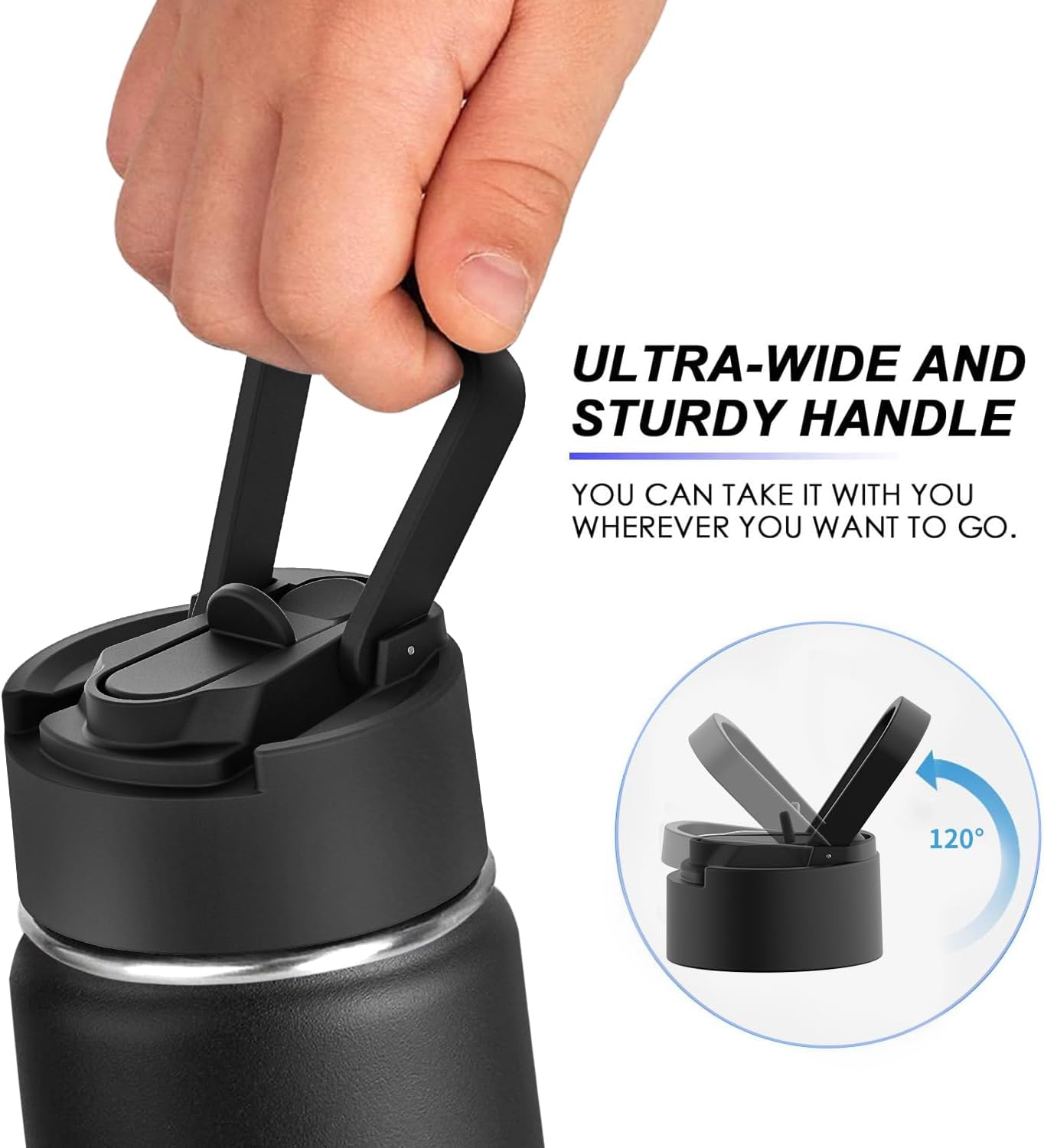 koodee 2 Pack Water Bottle with Straw 18 oz Stainless Steel Double Wall Insulated Water Bottle with Sleeve, BPA Free (Purple-Black) - Image 7