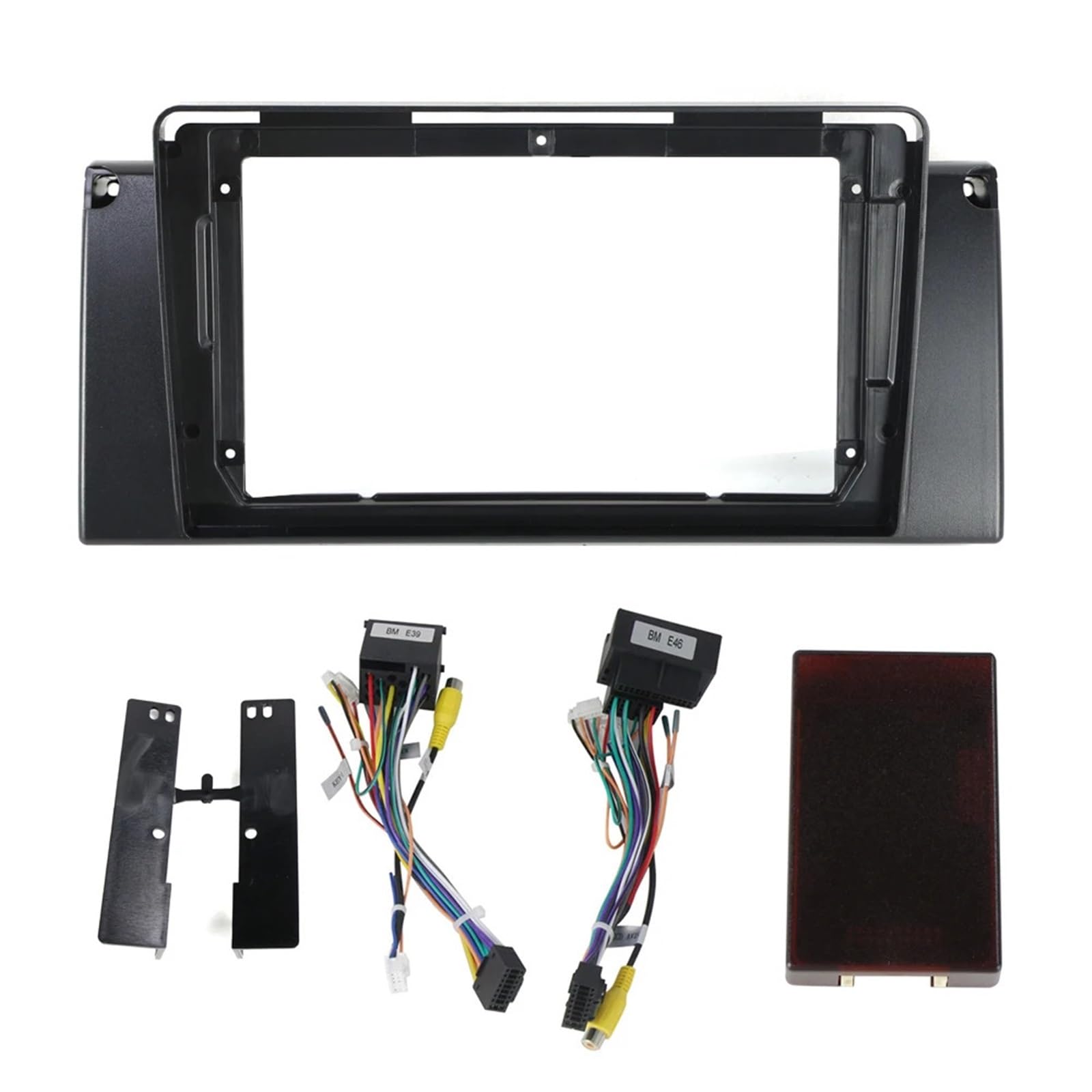 Ramka na deskę rozdzielczą panel wykończeniowy 2Din 9-calowy panel radia samochodowego rama stereo zestaw do wykończenia deski rozdzielczej ramka GPS z kablem Canbus Box pasuje do X5 E53 E39