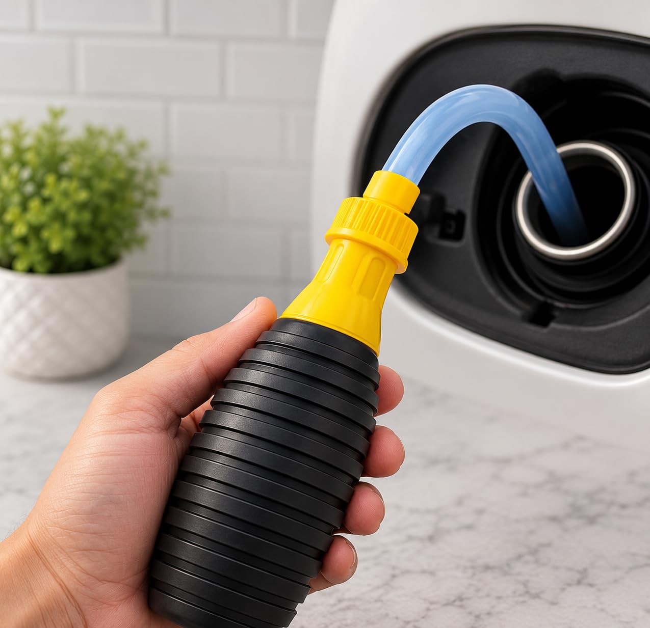 High Flow Siphon Hand Pump – Manual Fuel Transfer Pump for Gas, Petrol, Oil, and Water with Double Check Valve and 2-Meter Thickened Hoses – (Black/Yellow)-image-5