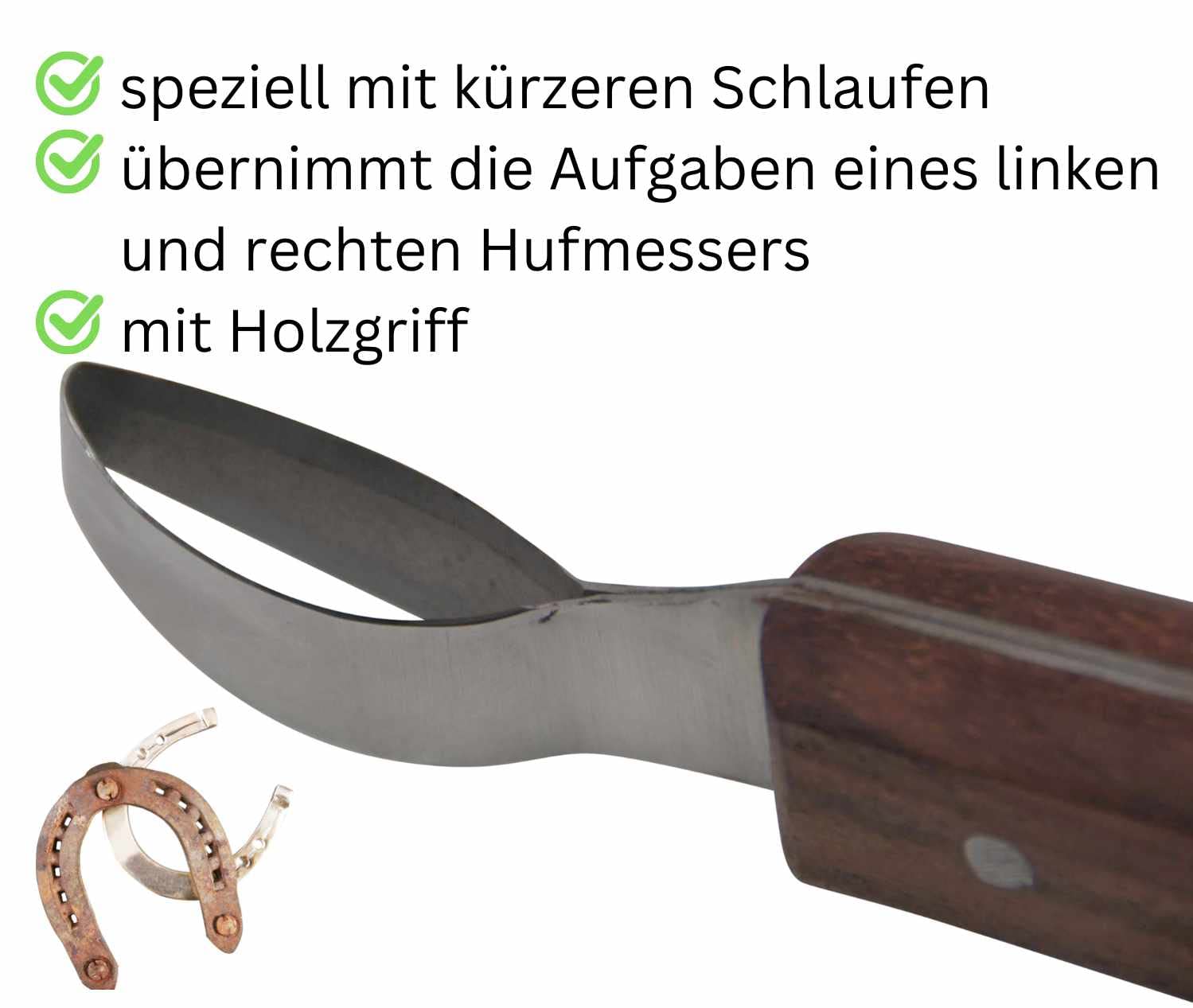 AMKA PRO Schlaufen Hufmesser Klauenmesser Rinnmesser Carbon Stahl anatmomischer Holzgriff spezielle kleine Schlaufe