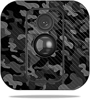 Vista 89 de MightySkins - Skin de fibra de carbono para cámara Blink XT para exteriores, chips dorados, acabado de fibra de carbono texturizado, protector