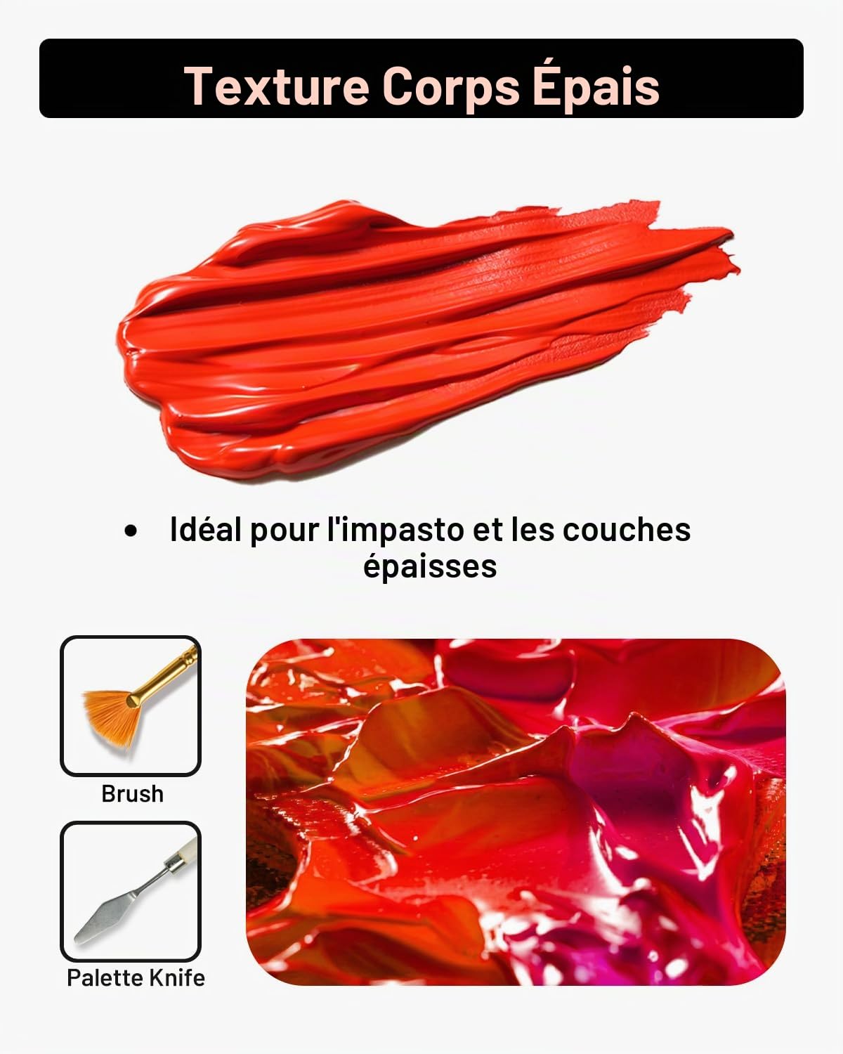 Fantastory Set de peintures acryliques avec 36x60ml et 12 pinceaux, peintures résistantes à l'eau, non décolorantes et non toxiques, adaptées pour la toile, le bois, la céramique