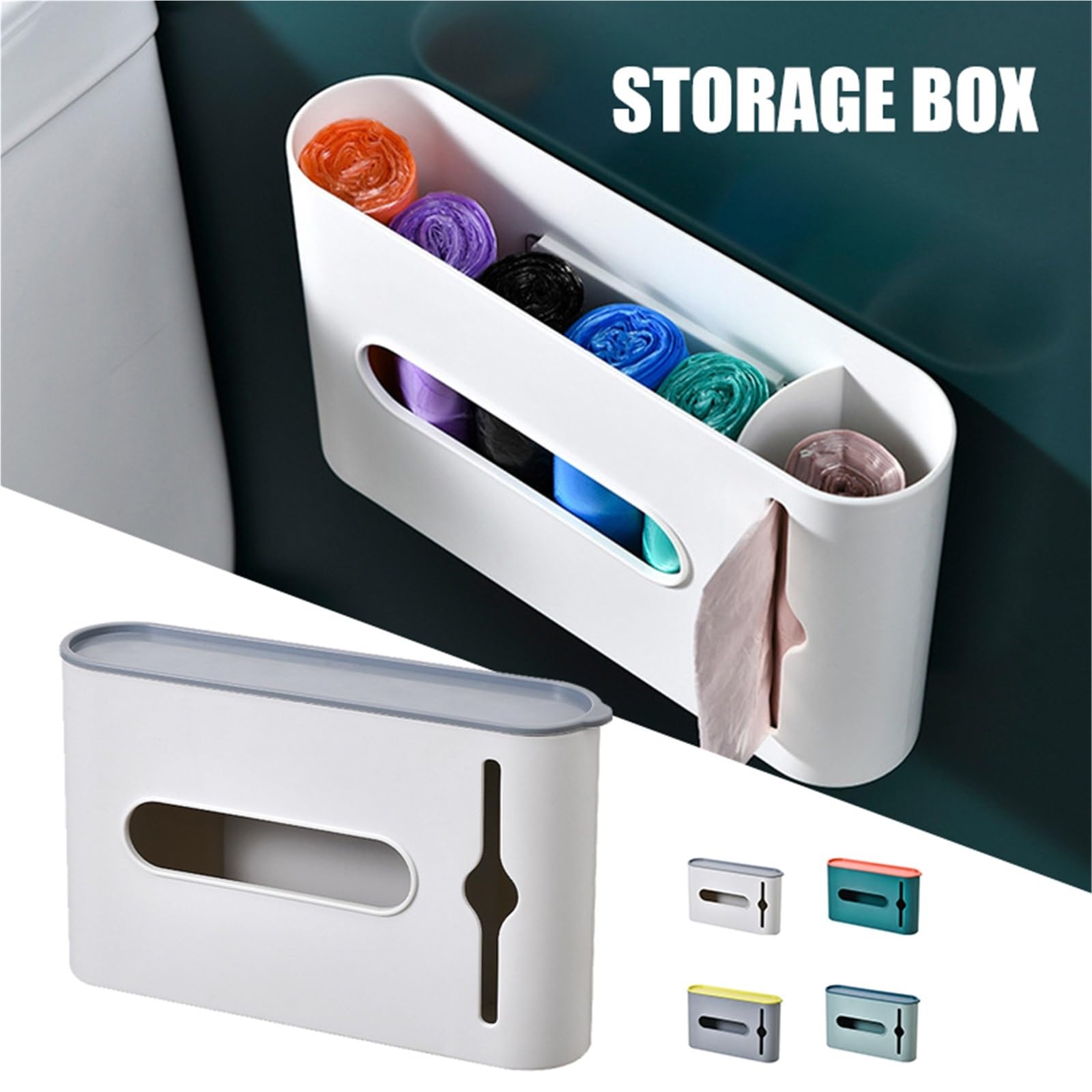 Organizador De Bolsas De Basura Caja de almacenamiento de bolsas de basura, dispensador de bolsas de basura de plástico montado en la pared, soporte for bolsas de basura, organizador extraíble for bañ