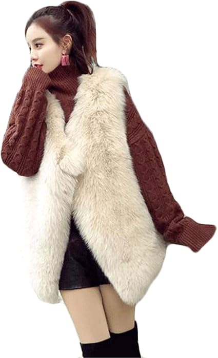 Amazon ジャンーウェ 大きいサイズ 毛皮ベスト ロングベスト ファーベスト レディース 無地 フェイクファー チョッキアウター オシャレ 人気 パーティー 通勤 もこもこ ベスト 通販