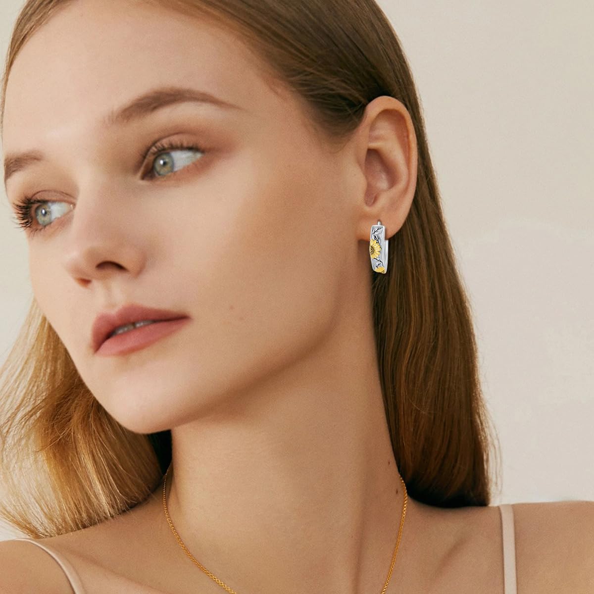 VONALA Orecchini a cerchio a forma di girasole, in argento Sterling 925, piccoli orecchini a forma di girasole, idea regalo per donne e ragazze, Argento sterling, Nessuna pietra preziosa