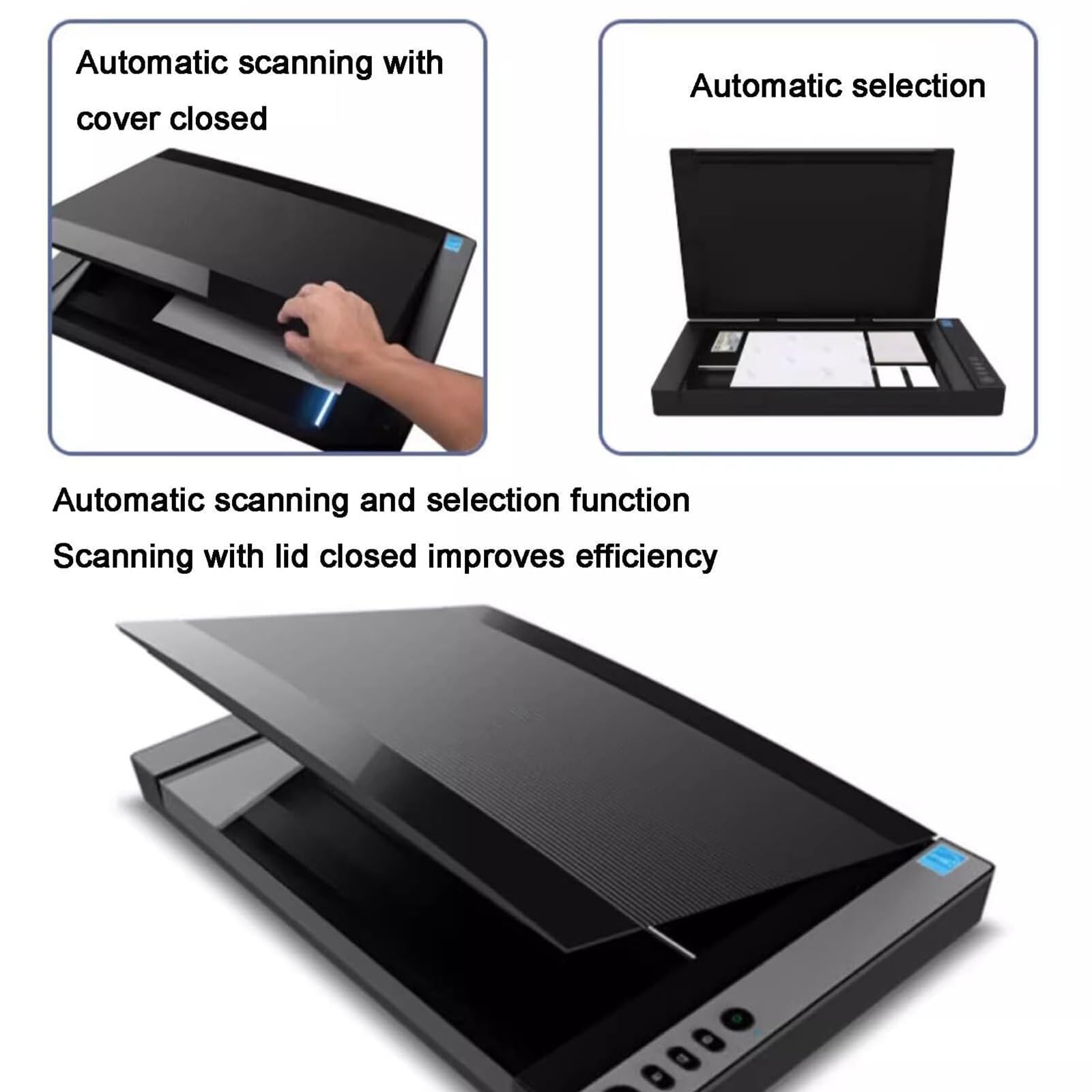 Escáner plano de gran formato, 2400 DPI, control de aplicación, escaneo automático, escaneo/PDF/correo electrónico/impresión para bibliotecas, escuelas y oficinas
