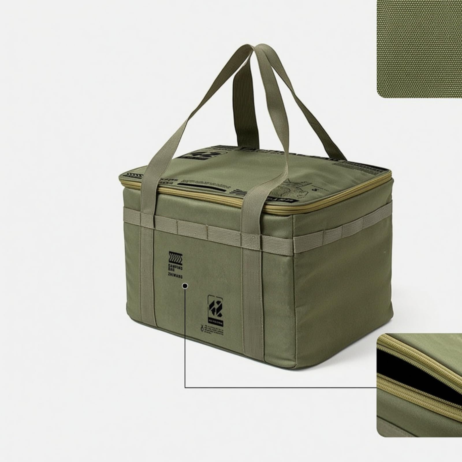 Ronyme Outdooraufbewahrungsbox Lagerbehälter Wasserdicht Oxfordstoff PVC Camping Organizer Küchenutensilien Geschirr Picknickzubehör Stabil Griffe, Lila, 42L