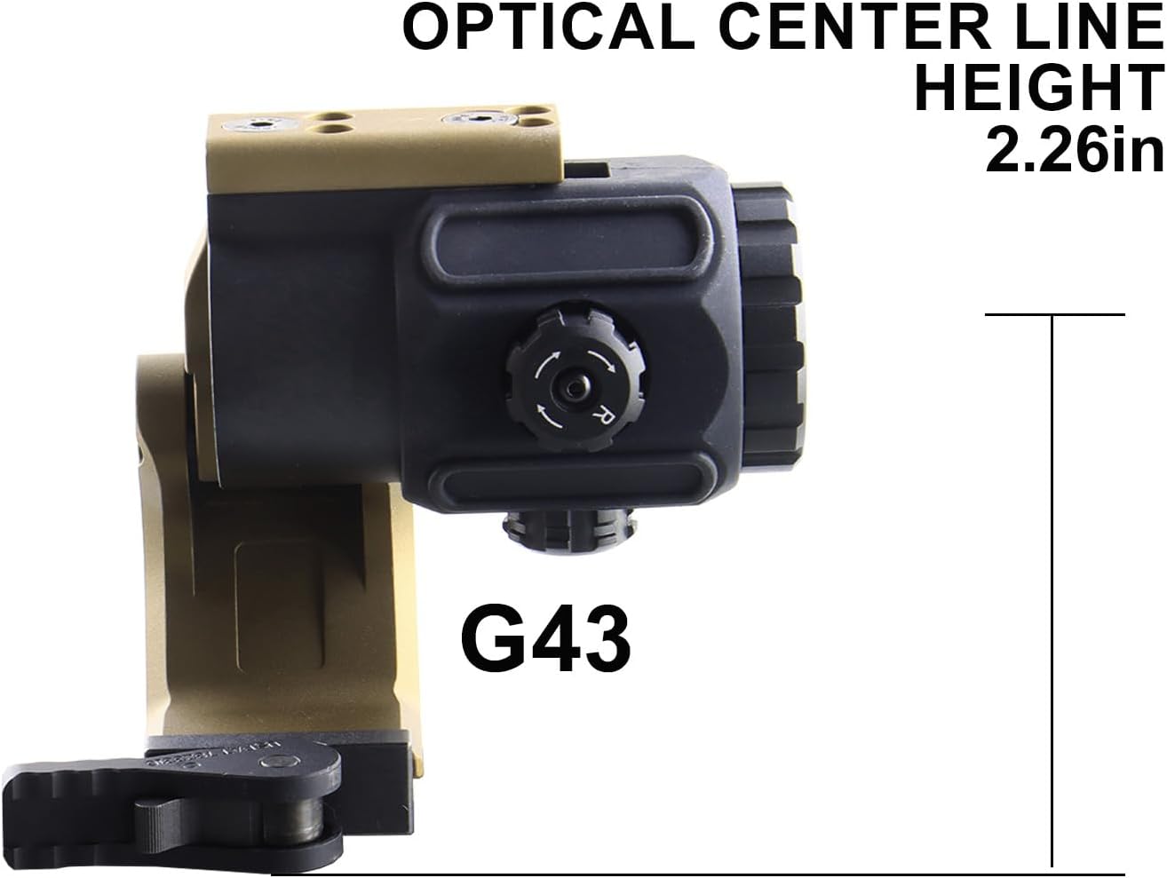 YSS FTC Magnifier Mount with Fast QD Lever Compatible G33 G43 G45 3X 6X Etc Flip to Center Magnifiers Scope Mount 2.26" Optical Centerline Height Riser Mount (tan)