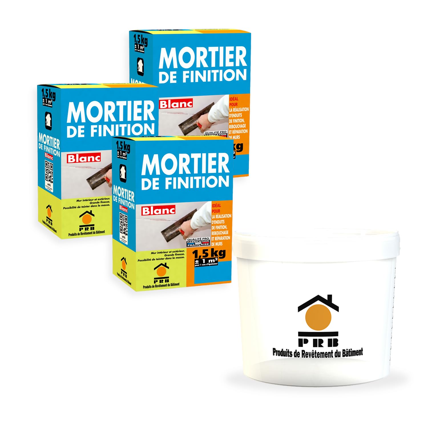 Lot de 3 sacs Mortier de Finition Blanc 1.5 kg avec seau doseur inclus
