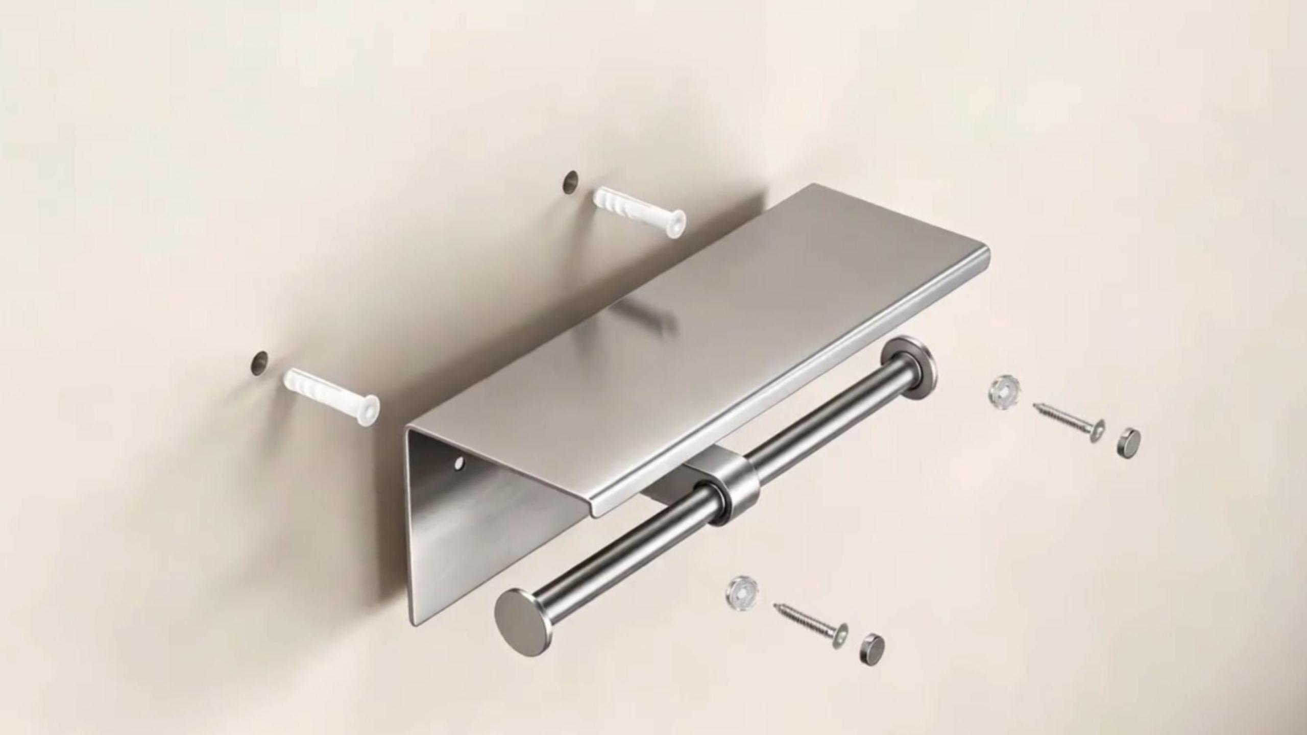 NICEME Doppelrollen-Toilettenpapierhalter Aus Edelstahl – Wandmontage Mit Ablage, Gebürstet Silber