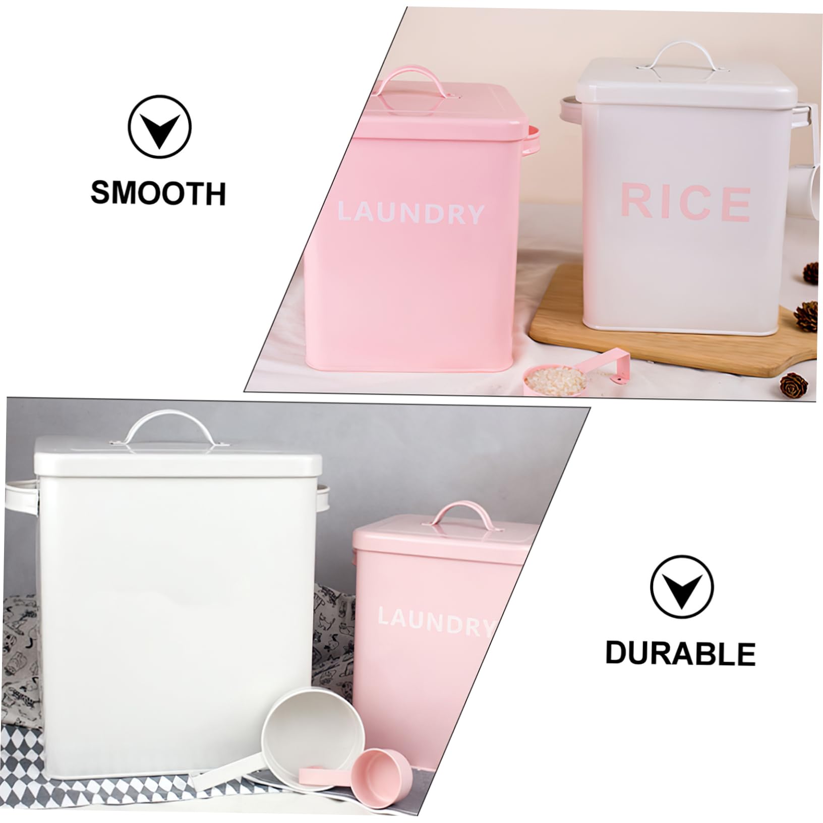 Boîte de Rangement Bords Arrondis en Tôle de Fer Blanche et Stockage Sûr pour Riz et Céréales Cuisine et Maison