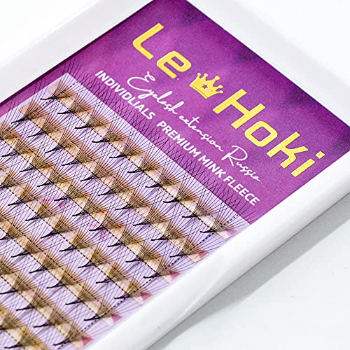 Le-Hoki 10D Easy Eyelashes Fans Volume Lashes Extensions Tray,C Curls,0.07 Thickness,Long Stem Premade Glam Russian Eyelashes Extension -10D-0.05mm-C_10mm