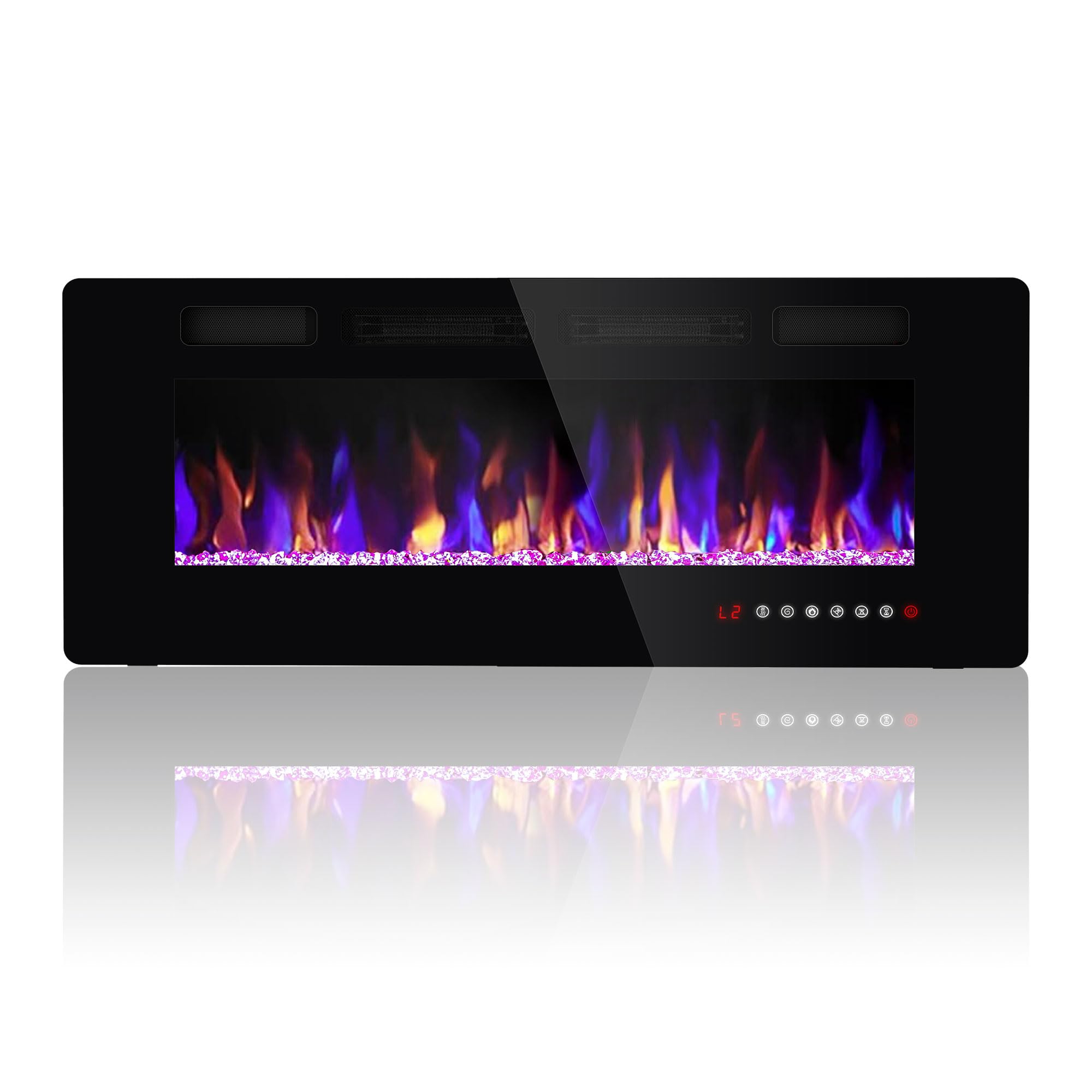 Ludatido 42 Inch Electric Fireplace Wall Mounted/Recessed, Electric Fireplace Insert with 1500W/410 sq ft Heat Outpot Heater, Multicolor Flame with