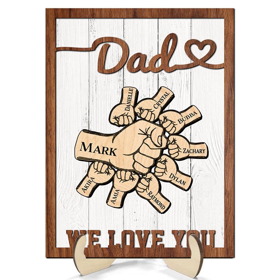 IZI POD Personalized Wooden Sign Gifts For Dad, Daddy, Grandpa, Husband, Boyfriend - Rustic Wooden Decorative Sign - Brown, Rectangular - Love Theme -