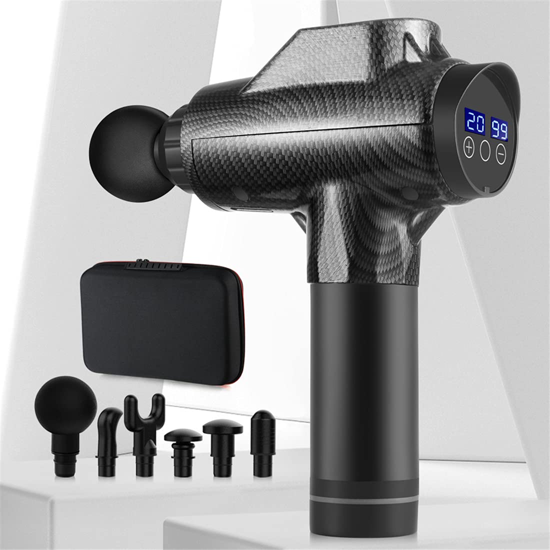 Massaggi Pistola, Muscle Massage Gun, Muscle Massage Gun Tissue Deep Percussion Massaggiatore Muscolare per Atleti,Carbon Fiber