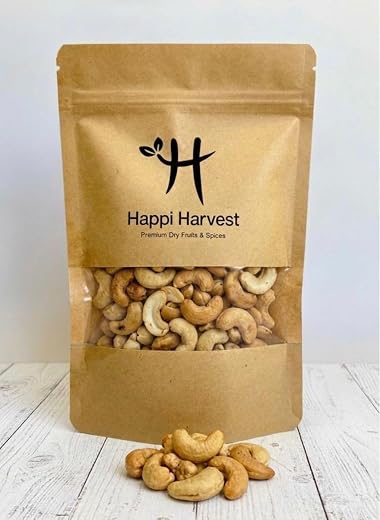 Happi Harvest Premium Roasted and Salted Cashews/Kaju 200g | Flavourful &amp; Crunchy Snack Handpicked | Salted &amp; Slow Roasted...
