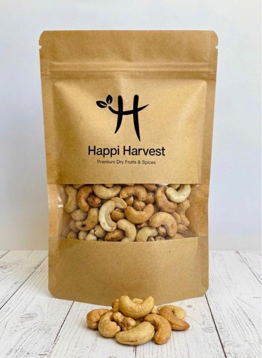 Happi Harvest Premium Roasted and Salted Cashews/Kaju 200g | Flavourful & Crunchy Snack Handpicked | Salted & Slow Roasted...