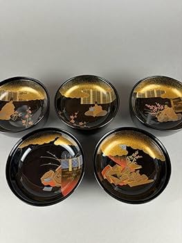 輪島塗　北清左衛門作　扇面源氏香蒔絵 煮物椀五客　美品　共箱　茶道　懐石　送料込 輪島塗 北清左衛門作 扇面源氏香蒔絵 煮物椀五客 美品 共