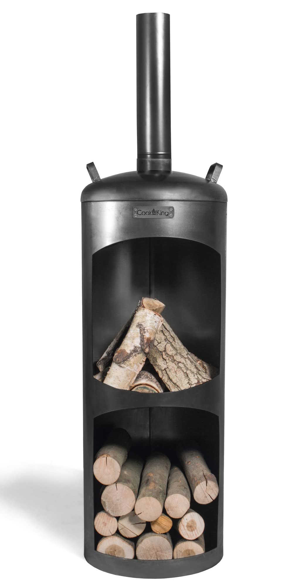 CookKing Terrassenofen Faro aus Stahl | 40x40x158 cm, Schwarz | Handgefertigt in Europa | Ideal für Garten & Terrasse