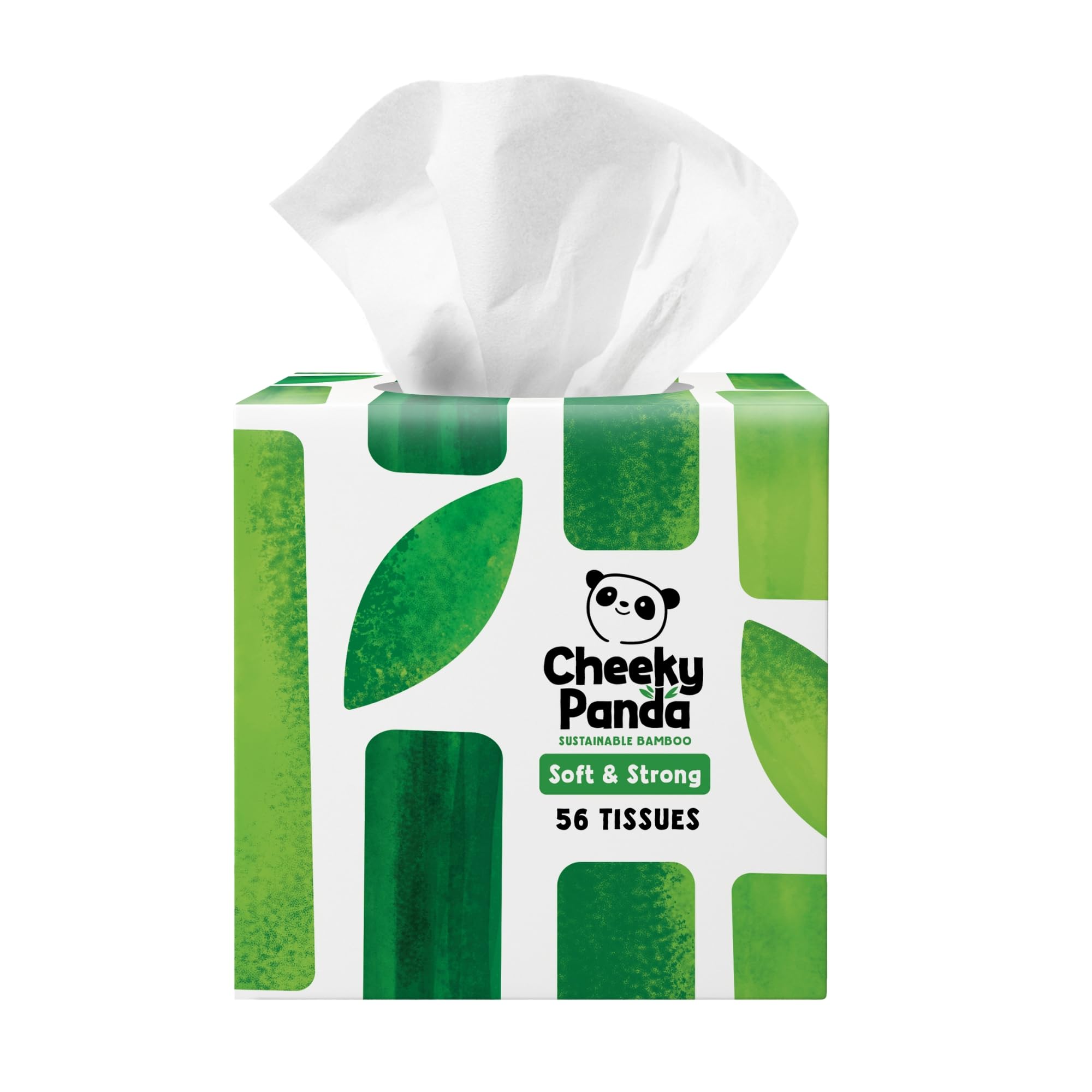 The Cheeky Panda Bamboo Facial Tissues Cube Box | Soft, Strong and Sustainable Tissues | Perfect Table Size Tissue Box | 56 Tissues