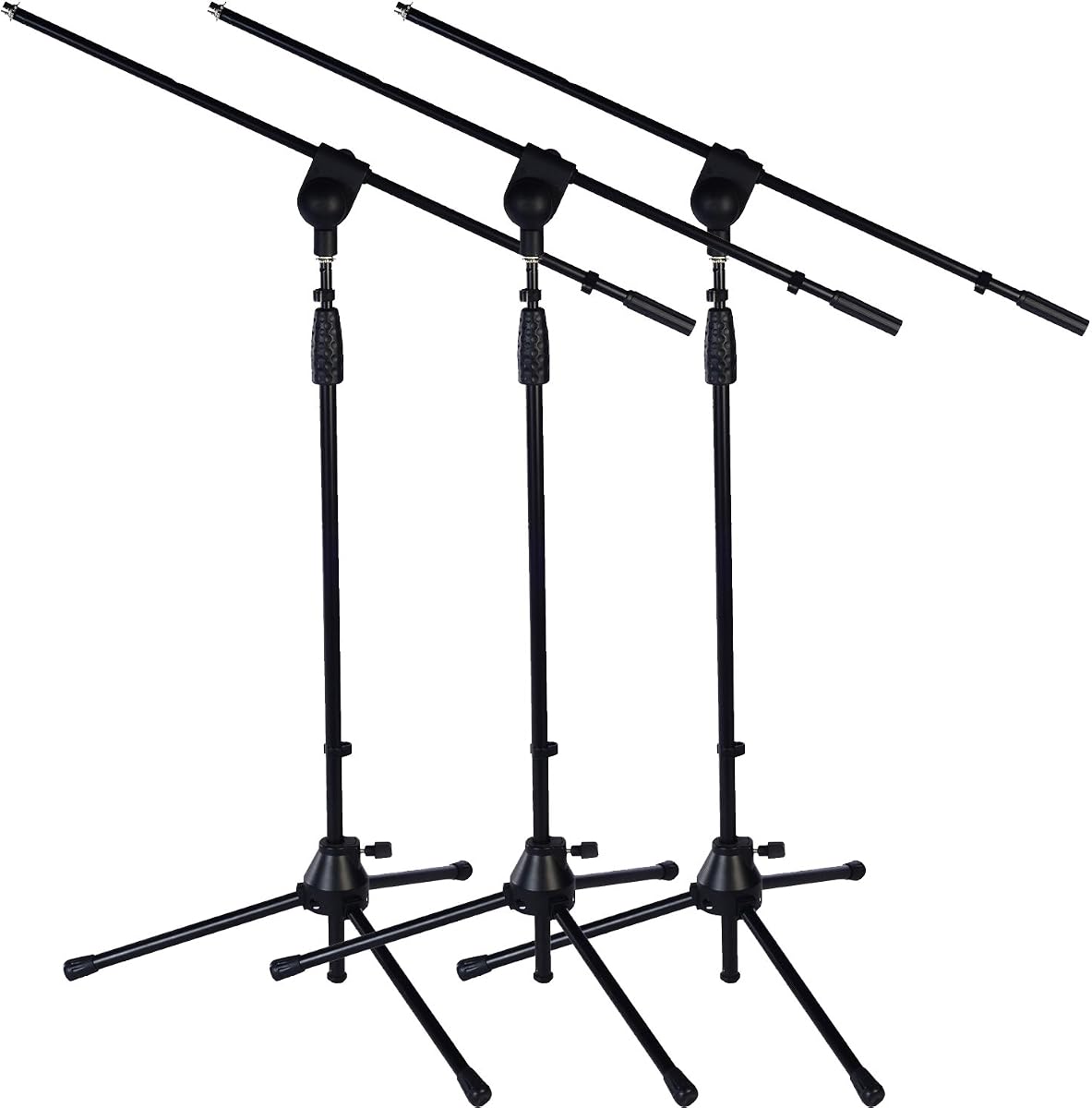LyxPro Microphone Stand Boom Arm Tilting Rotating Floor Podium Stage or Studio Strong Durable And Foldable Height 38.5"- 66" Extends Arm to 29 3/8" Comes With 3/8" and 5/8" mount Adapter
