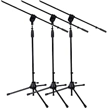 LyxPro Microphone Stand Boom Arm, Rotating Floor Podium Stage, Strong Foldable - 38.5 Inch - 66 Inch, Extends Arm to 29 3/8 Inch With 3/8 Inch and 5/8 Inch - Mount Adapters TMS-1 Pack of 3