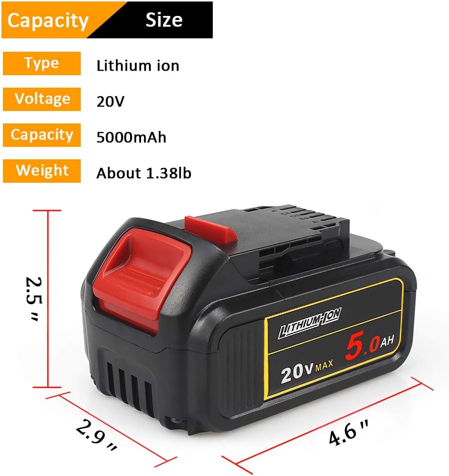 Super Deal Product Aoyan 2-Pack DCB205-2 20V 5.0Ah DCB200 Replacement Lithium Battery Compatible with Dewalt 20V Battery DCB204 DCB206 DEWALT 20 Volt MAX Cordless Power Tools DCD780 DCD785 DCD795 DCF885 20V XR Battery 50% Off Discount Aoyan 2-Pack DCB205-2 20V 5.0Ah DCB200 Replacement Lithium Battery Compatible with Dewalt 20V Battery DCB204 DCB206 DEWALT 20 Volt MAX Cordless Power Tools DCD780 DCD785 DCD795 DCF885 20V XR Battery
