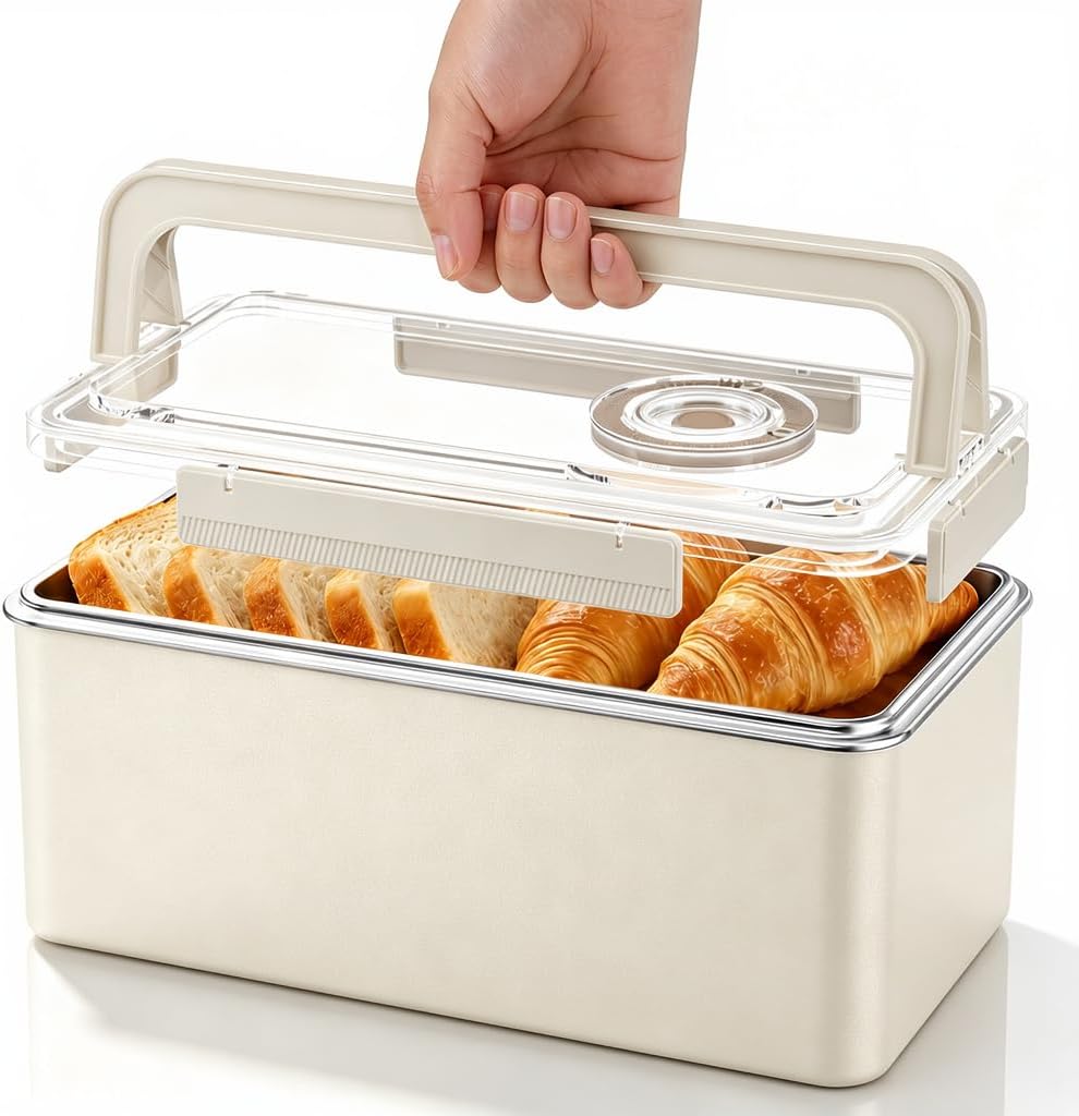 Bread Containers Corner Bread Box Keeper Food Storage Container, 2 Pack