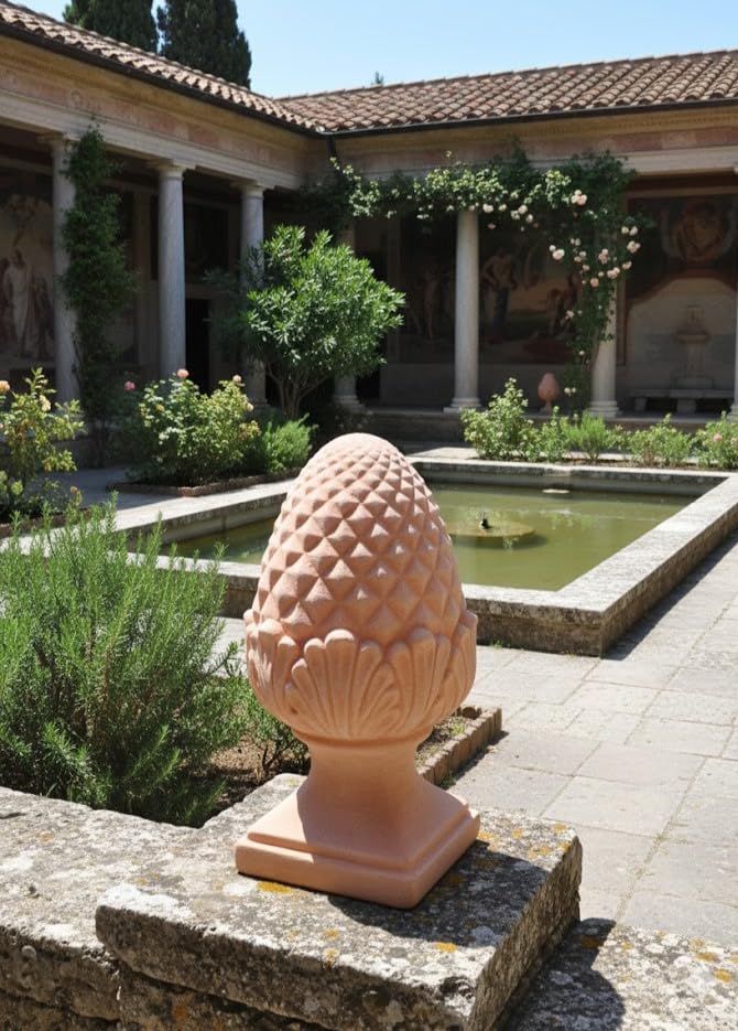 GartenGees Zapfen Pinienzapfen helles Terracotta Gartendeko Italian Style 28cm