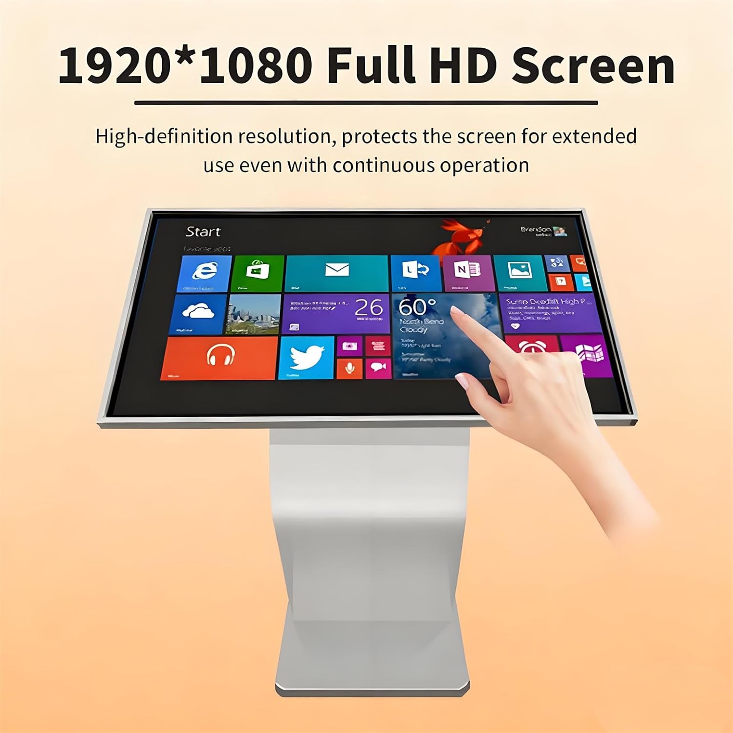 Self Service Kiosk, 21.5" /32" Interactive Kiosk 1080P HD IPS Touch Screen Display, Weatherproof Floor Standing Digital Signage for Outdoor/Indoor Black-21.5