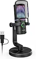 SINWE Gaming Microphone with Noise Cancelation & Gain Control- USB PC Mic for Streaming, Gaming, Podcasts, PC, PS4 -Includes Pop Filter, Shock Mount, Quick Mute & RGB Lighting