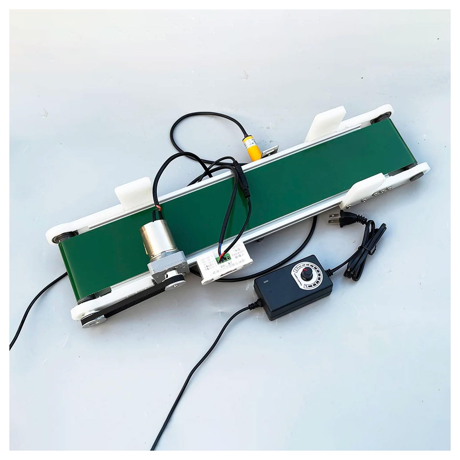Cinta transportadora de Escritorio pequeña con conteo fotoeléctrico, transportador de línea de Montaje, Dispositivo automático de experimentación por fricción, Velocidad Ajustable